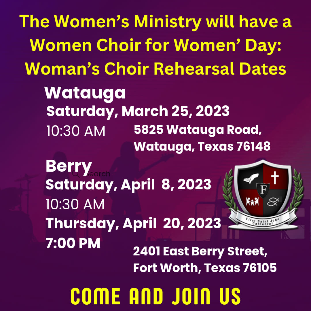 Women’s Ministry Choir Rehearsal Dates